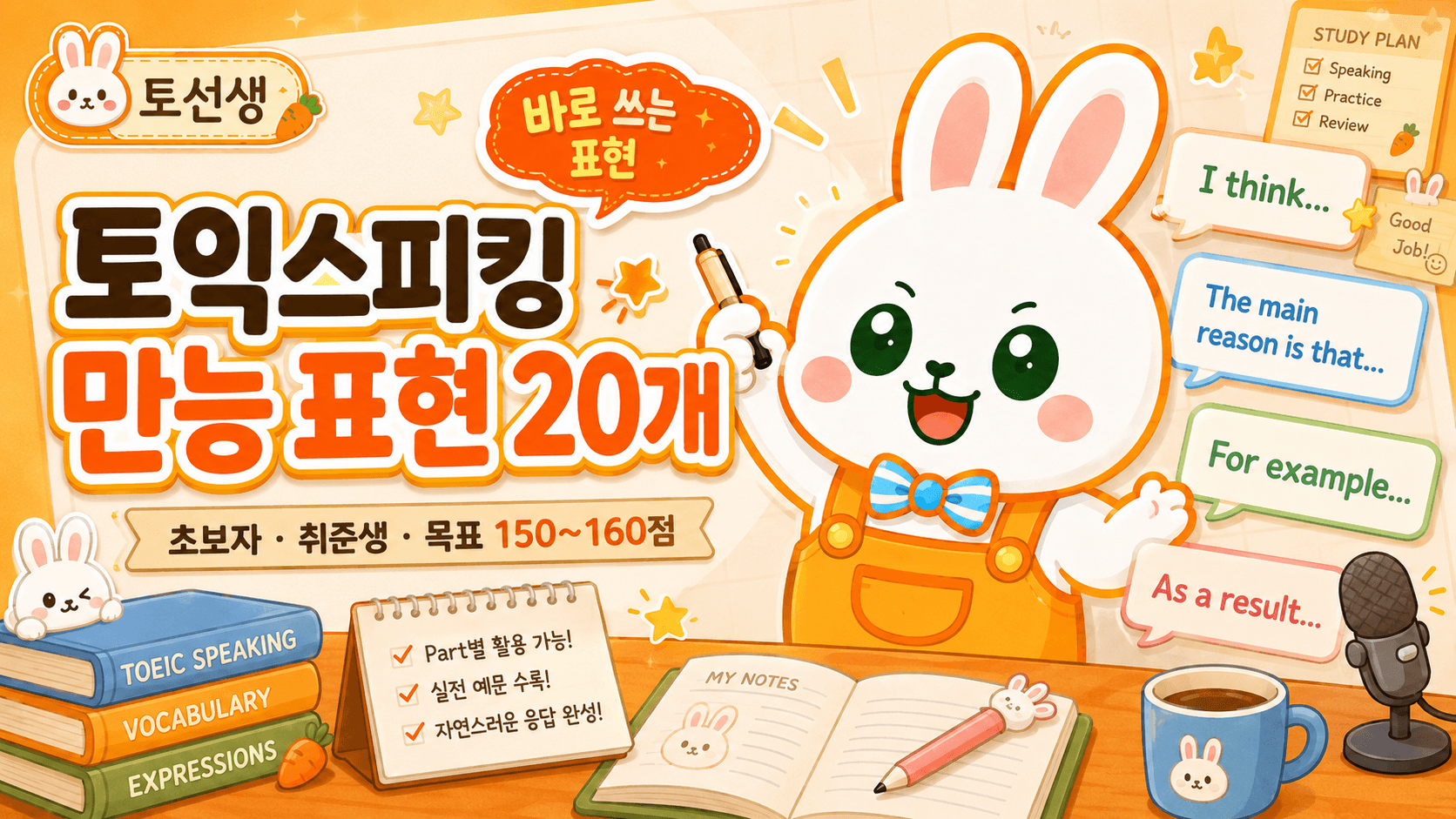 토익스피킹 150~160점 목표라면 꼭 알아야 할 만능 표현 20개