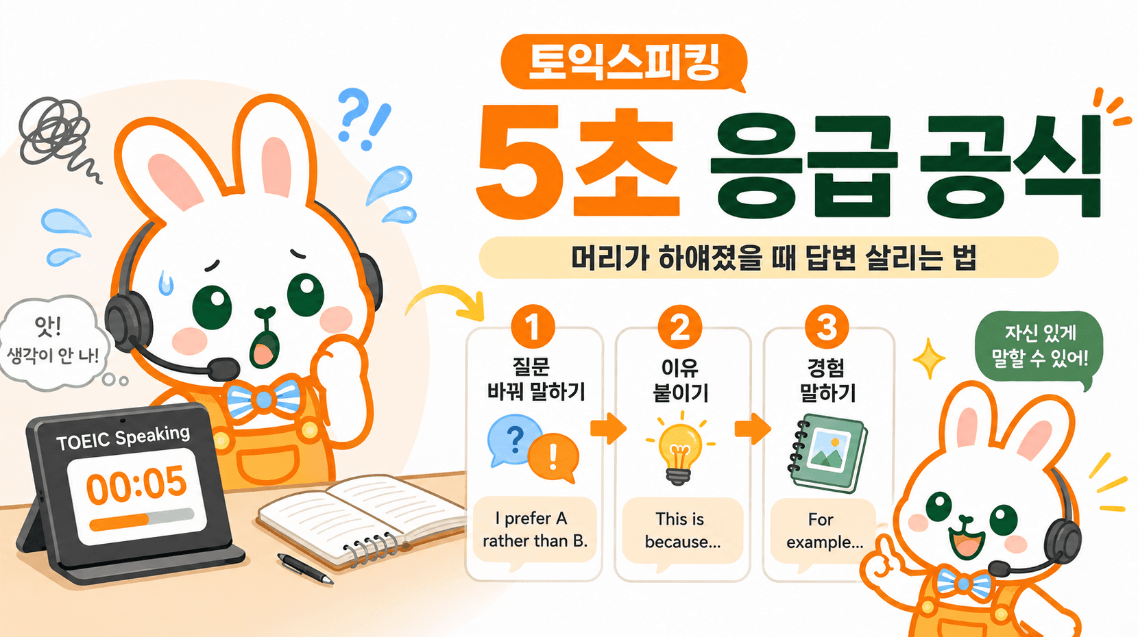 토익스피킹에서 머리가 하얘졌을 때 살려주는 5초 응급 공식